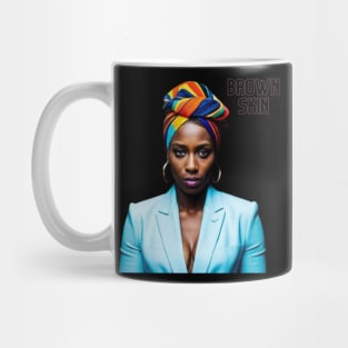 Brown Skin Multi Coloured Head Wrap Mug